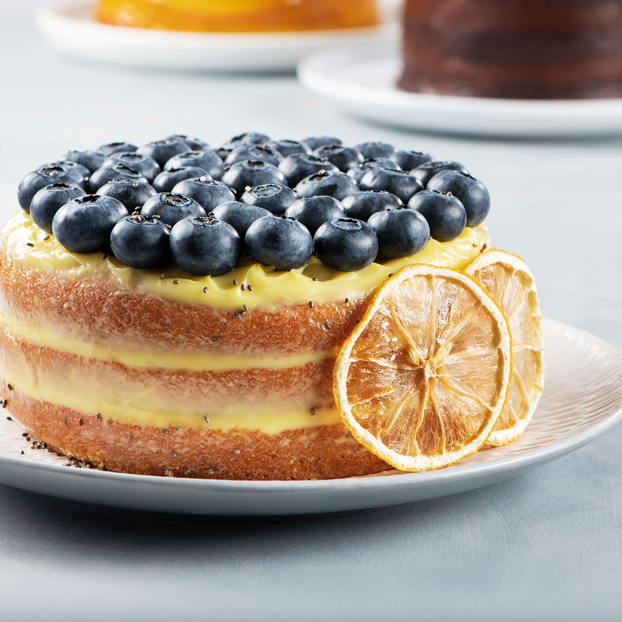 BOLO DE LIMÃO E MIRTILO - VEGAN